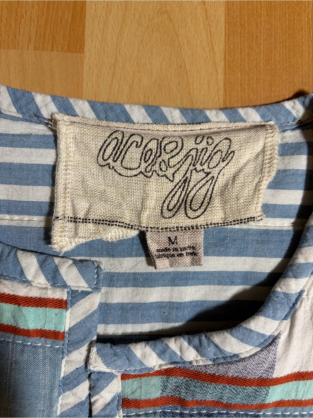 Ace & Jig Quilt Jacket Blue & White Striped Open Front Medium - Picture 9 of 13